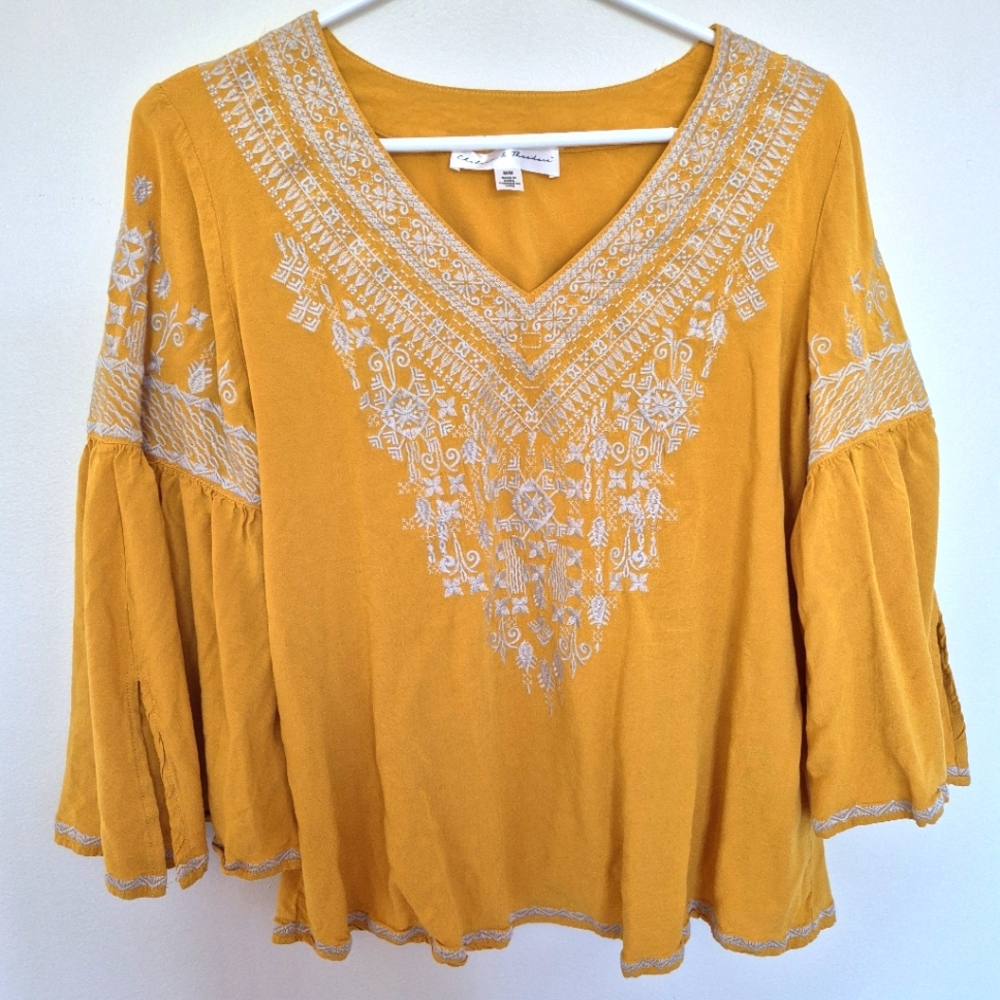 Embroidered Mustard Blouse